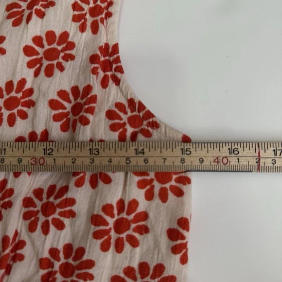 Japna Womens Red Floral Mini Dress V Neck Sleeveless Size Small Tiered Country - Picture 4 of 5